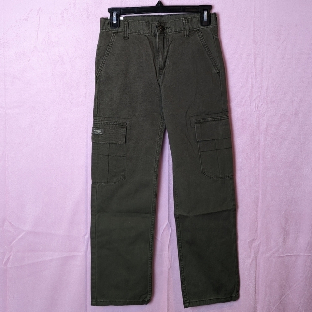 Wrangler Boys Olive Green Cotton Cargo Jeans size 10 Regular